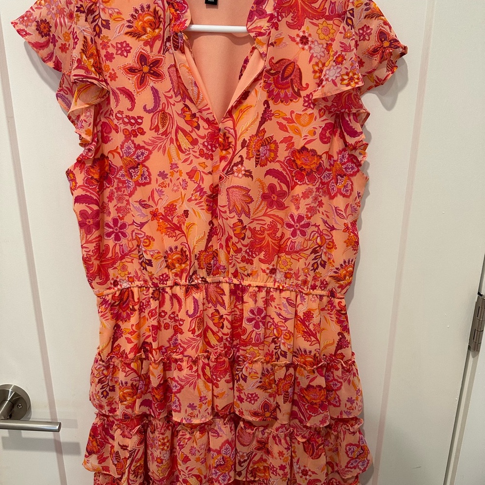 MSK Vibrant Pink and Orange Floral Dress